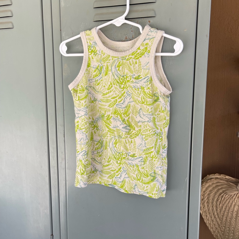 Cat & Jack Green and White dinosaur Tank Top Sleeveless Design